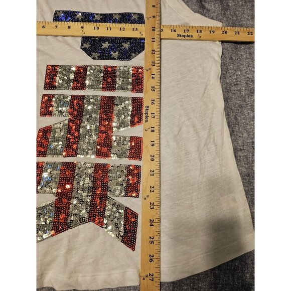Victoria Secret Pink  Sequin Tank Red White Blue Patriotic Sleeveless Size Large - Picture 6 of 11